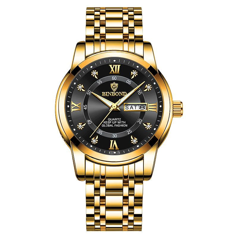 BINBOND Watch for Men Luxury Diamond Classic Business Dress Stainless Steel Mens Wrist Watches with Day Date Waterproof Luxury Watches Jamtangan Original Poedagar Watch 7169