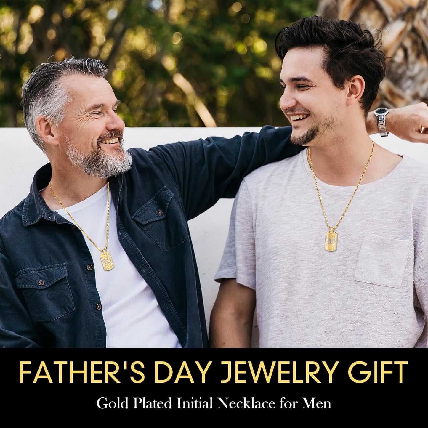 18K Gold Plated Initial Necklace, Gold Stainless Steel Letter Pendant Necklace Hip Hop Square Chain Jewelry Gift for Men Boy Birthday Anniversary Christmas Gift for Husband Father Boyfriend Son