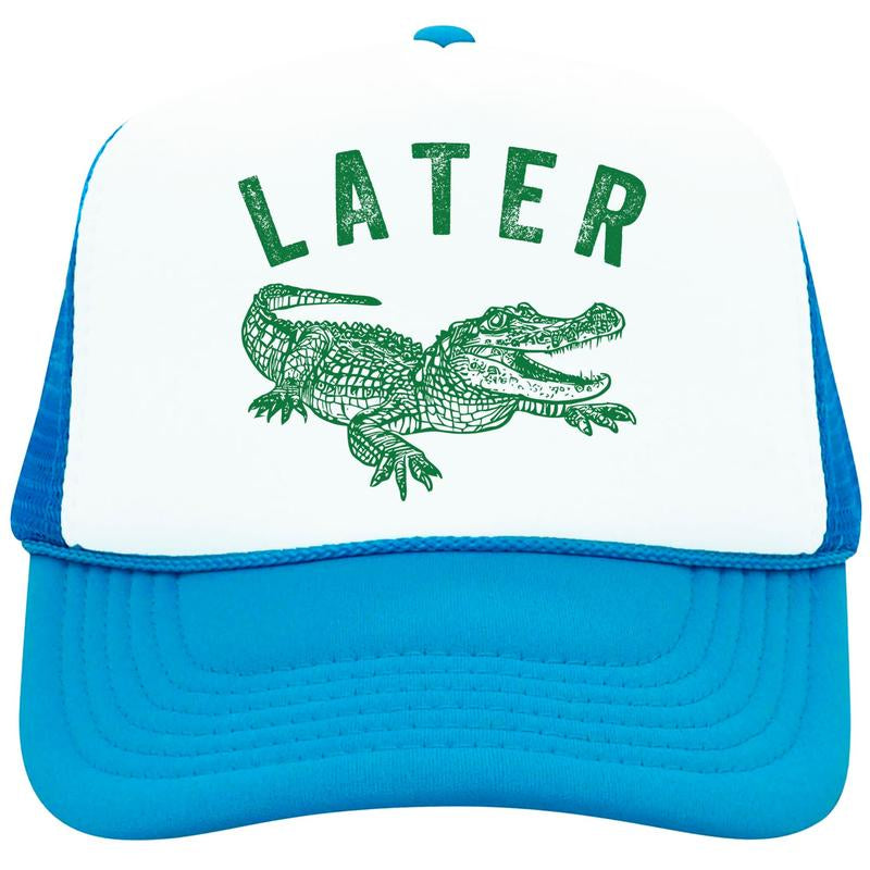 Later Gator Trucker Hat for Men & Women - Funny Quote Snapback - Retro Style Adjustable Cap - Dad Joke Mesh Hat - Alligator Graphic Hat