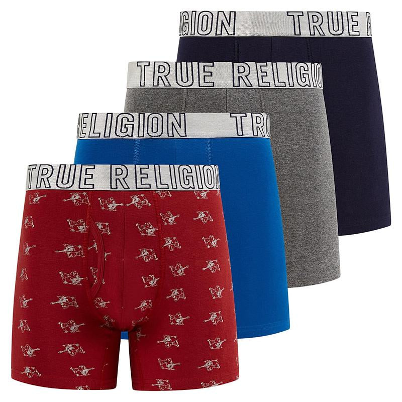 True Religion Mens Boxer Briefs Cotton Stretch Underwear for Men Pack of 4