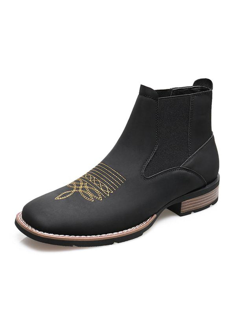 Shoes for Men, Business Embroidering Design Ankle Boots, Fashionable round Toe Boots for Daily Wear, Male All-Match Shoes for Daily Wear, Walking Shoes, Footwear