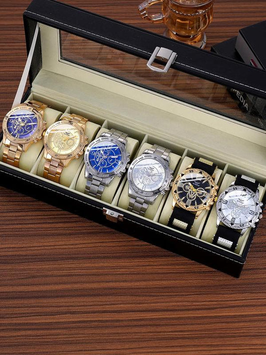 Fashion round Dial Quartz Watch, Watches for Men, with Box, Fashion Watch Set for Party, Daily Decor, Trendy All-Match & Exquisite Watch Set for Birthday Gift