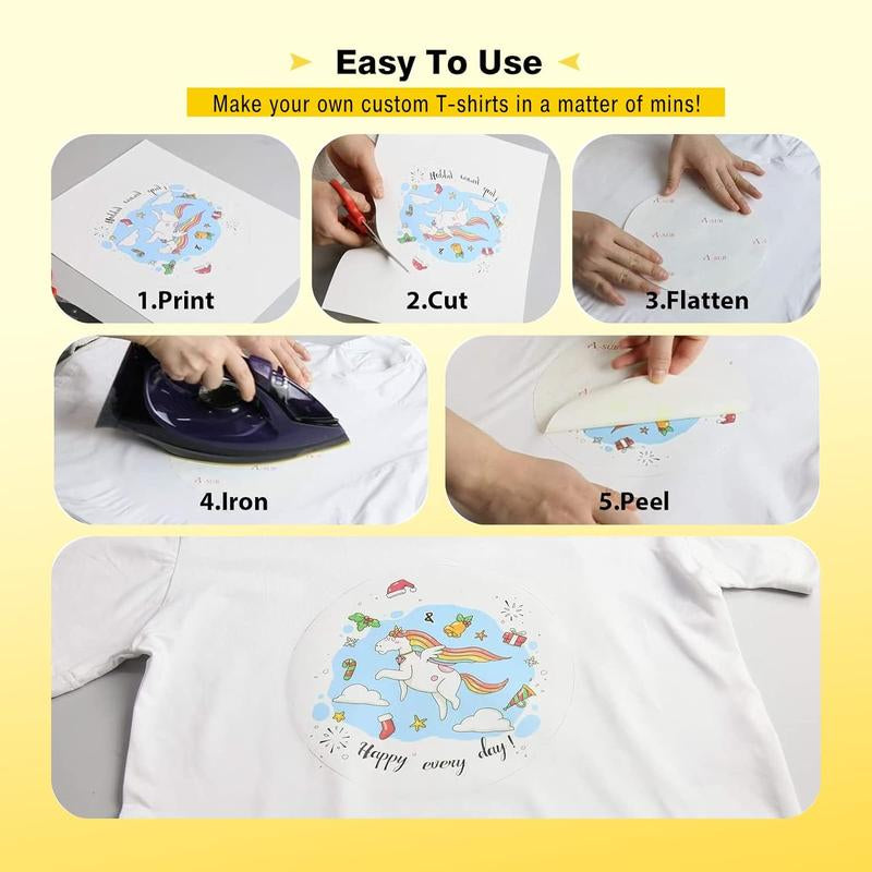 A-SUB Light Fabric Transfer Paper for Inkjet Printers, 20 Sheets, 8.5X11 Inches, Durable, Long Lasting Transfer, No Cracking