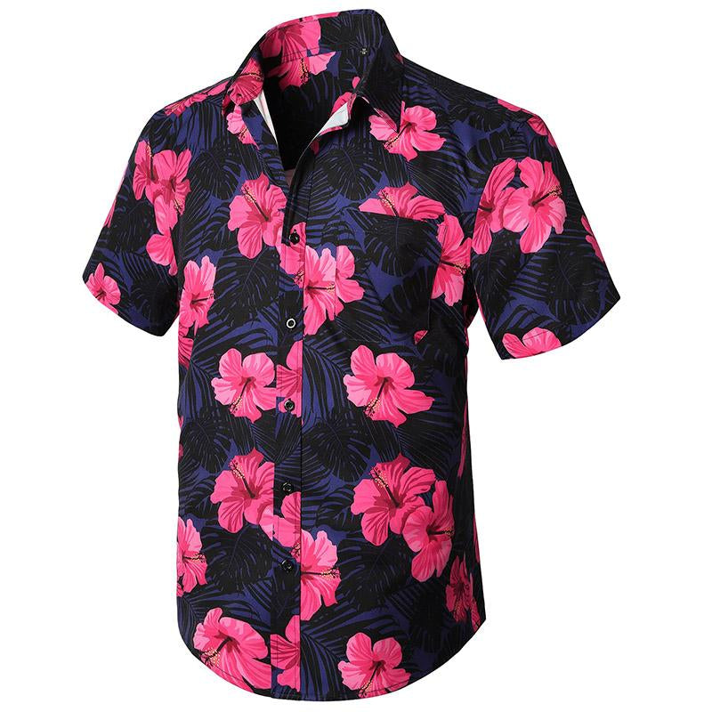 Hawaiian Shirt for Men Short Sleeve Button down Shirt Men Casual Summer Tropical Beach Aloha Shirts for Men Hawaii Party Top Menswear Red Shortsleeve Memeshirts