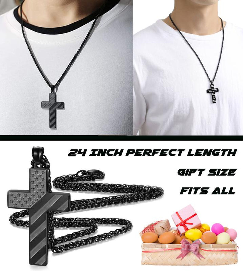 SAM & LORI Cross Necklace for Men Teens Boys Gifts Graduation Teenage Him 10 12 Year Old Ideas Confirmation Birthday Cool Boyfriend Chain Son Christmas Day Stocking Stuffers Valentines Easter