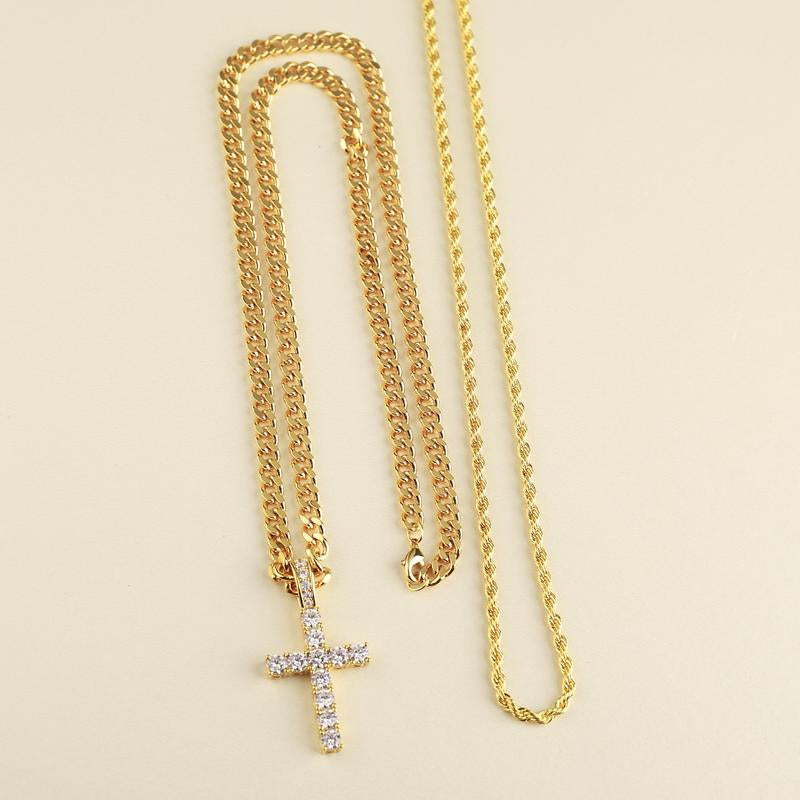 14K Gold Y2K Accessories Cross Necklace for Women and Men - Christian Accessory with Chain Design Necklaces Men Rosary Necklace Chunkyjewelry