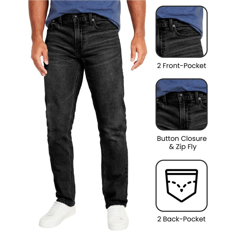 Men'S 3-Pack Flex Stretch Slim Straight Jeans with 5 Pockets Denim Fabric Menswear