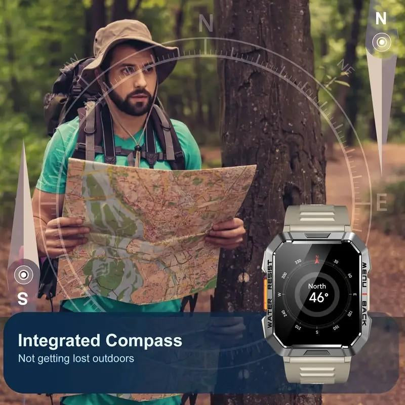 Multifunctional 2.01" Smart Watch for Smartphone, Fashion Digital Watch with LED Light & Outdoor Compass, 900 Mah Ultra-Long Battery Life Sports Waterproof Smart Watch - Blackview