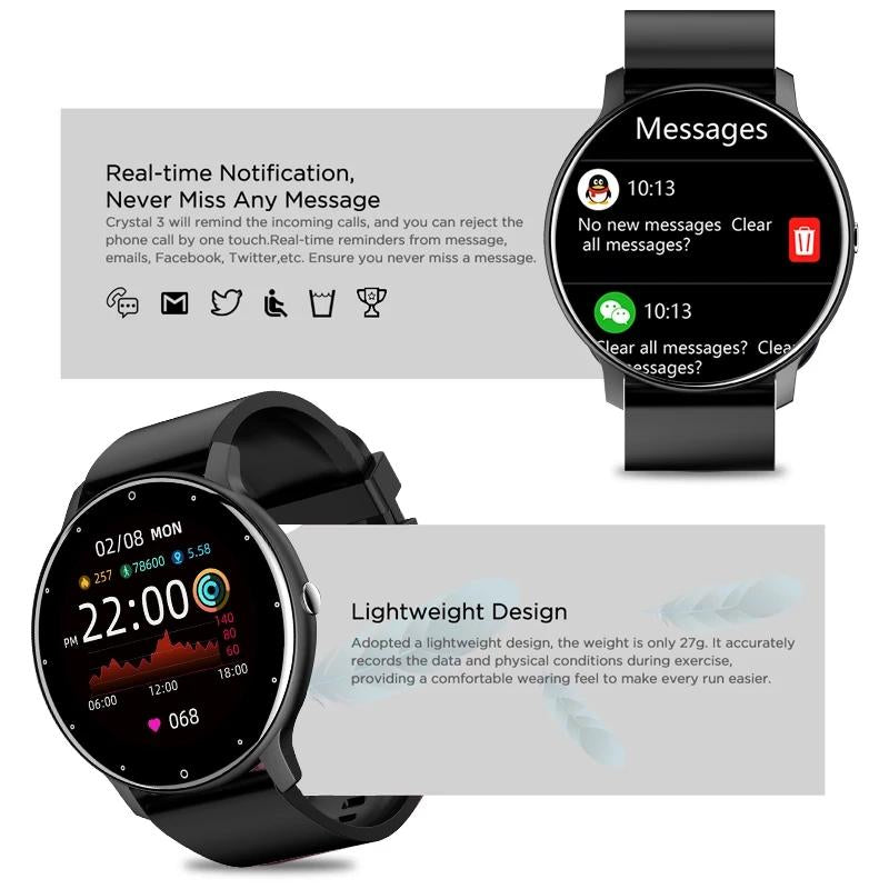 Smart Watch Men Women Bluetooth Call Watch Sports Waterproof Smartwatch Fashion Pink Silicone Couple Smartwatches for Ios Android Wearable Smartphone