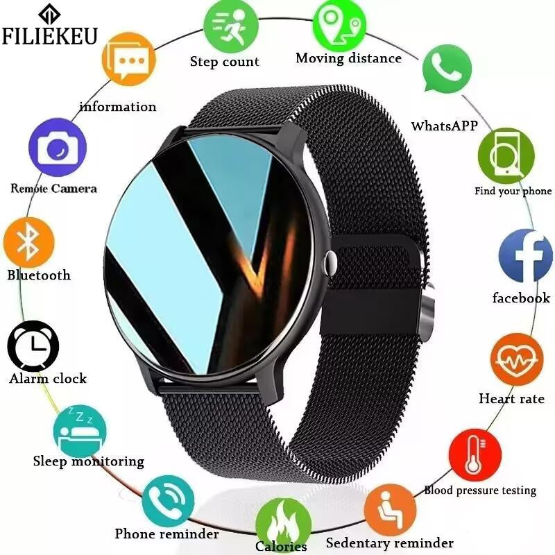Smart Watch Men Women Bluetooth Call Watch Sports Waterproof Smartwatch Fashion Pink Silicone Couple Smartwatches for Ios Android Wearable Smartphone