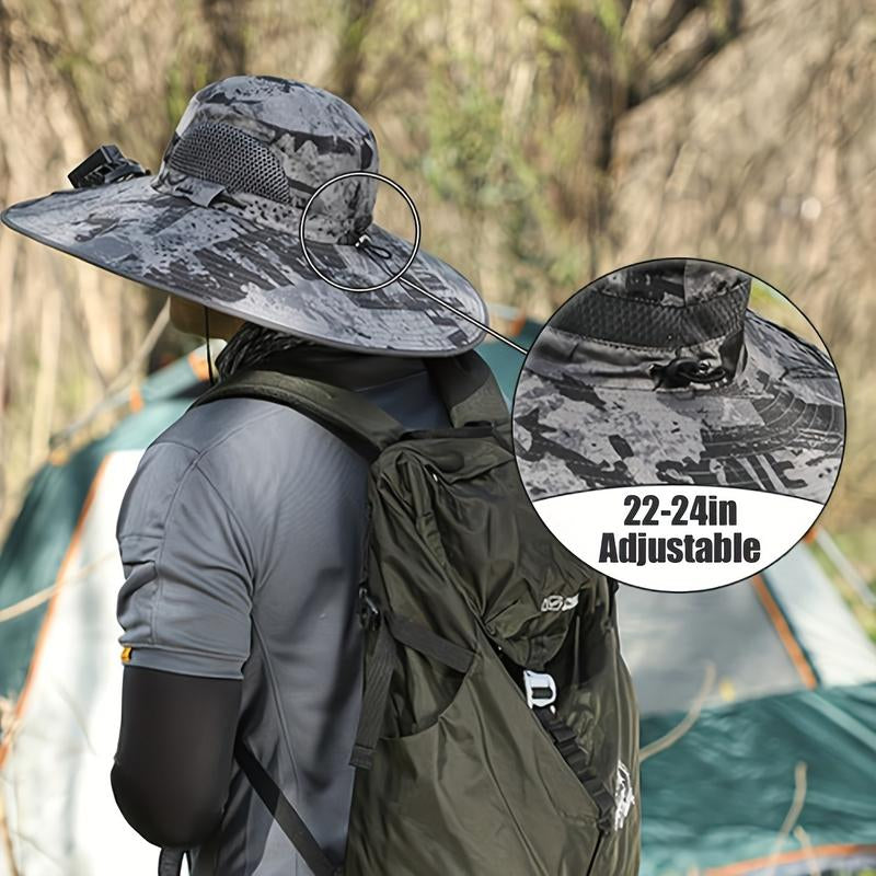 Solar Powered Fan Hat for Men and Women - Outdoor Fishing Hat with Fan, Wide Brim Sun Hat for Camping and Working