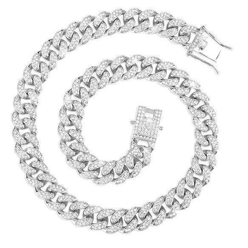 Cuban Link Chain for Men Women,Diamond Necklaces,Iced Out Chain,Hip Hop Necklace,Thick Silvery Chain,Golden Chain Gift Giving Occasions