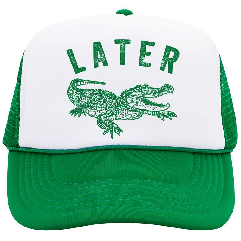 Later Gator Trucker Hat for Men & Women - Funny Quote Snapback - Retro Style Adjustable Cap - Dad Joke Mesh Hat - Alligator Graphic Hat