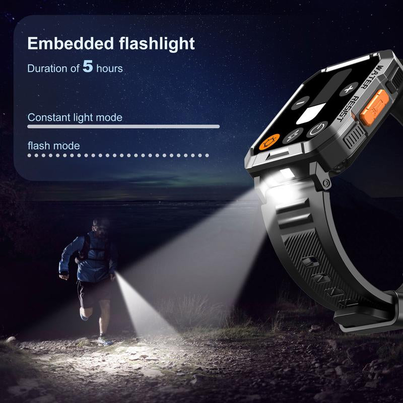 Multifunctional 2.01" Smart Watch for Smartphone, Fashion Digital Watch with LED Light & Outdoor Compass, 900 Mah Ultra-Long Battery Life Sports Waterproof Smart Watch - Blackview