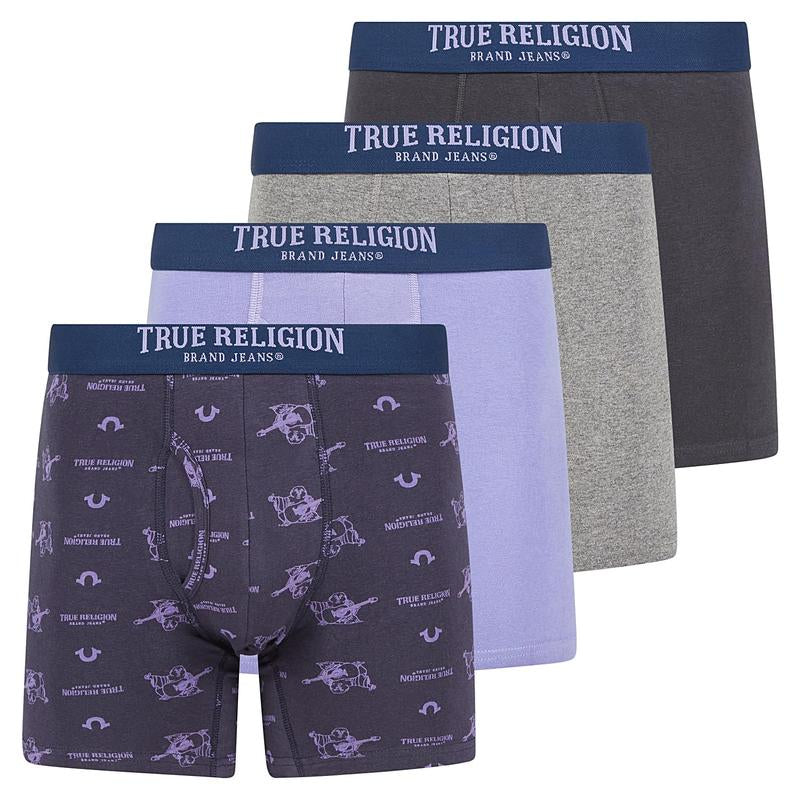 True Religion Mens Boxer Briefs Cotton Stretch Underwear for Men Pack of 4