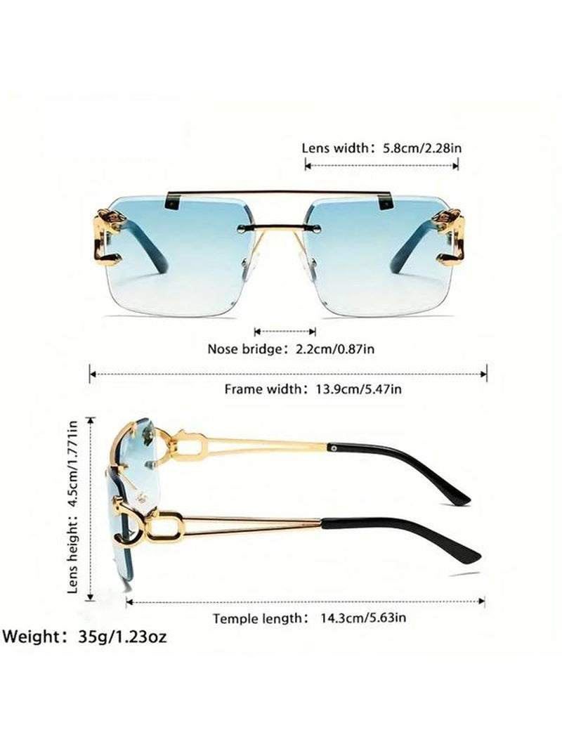 Cool Men'S Metal Rimless Sunglasses, Trendy Casual Tinted Lens Frames Glasses for Men for Everyday Use, Fashion Eyeglass Accessories for Outdoor Activities, Sunglasses for Men