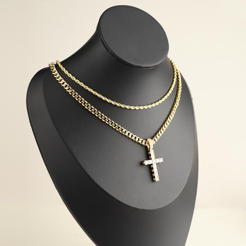 14K Gold Y2K Accessories Cross Necklace for Women and Men - Christian Accessory with Chain Design Necklaces Men Rosary Necklace Chunkyjewelry