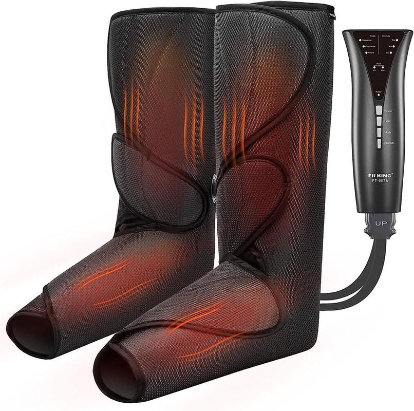 【FIT KING】 Leg and Foot Massager with Heat Air Compression Leg Massager Boots Adjustable Feetmassager for Fathers Day Gift