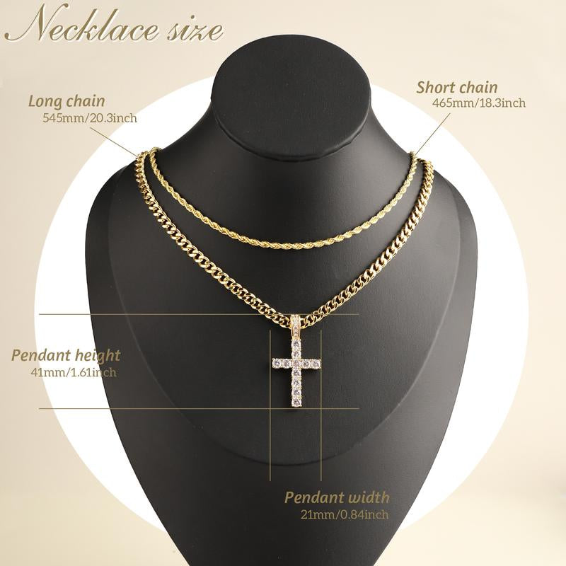 14K Gold Y2K Accessories Cross Necklace for Women and Men - Christian Accessory with Chain Design Necklaces Men Rosary Necklace Chunkyjewelry