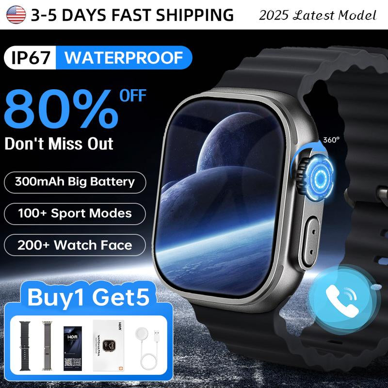 Rugged Smartwatch with 2.01" HD Touch Screen, Bluetooth Calling, 120+ Sports Modes, Waterproof, Long Battery Life, Android & Ios Compatibility - Wearable