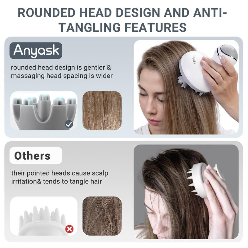 Anyask Head Massager, 84 Kneading Massage Nodes, IPX-7 Waterproof, Handheld Portable Massager for Neck, Back, Shoulder, Leg, Relieve Muscle Pain