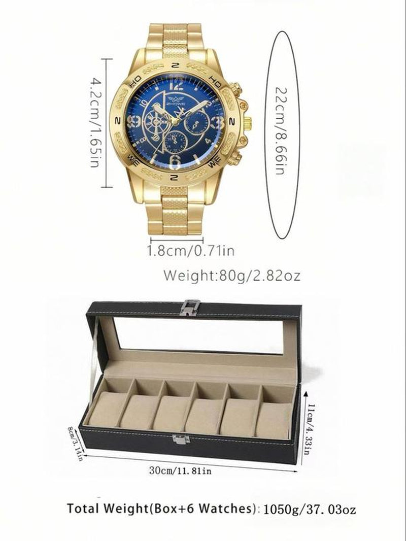 Fashion round Dial Quartz Watch, Watches for Men, with Box, Fashion Watch Set for Party, Daily Decor, Trendy All-Match & Exquisite Watch Set for Birthday Gift
