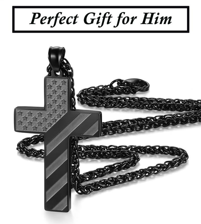 SAM & LORI Cross Necklace for Men Teens Boys Gifts Graduation Teenage Him 10 12 Year Old Ideas Confirmation Birthday Cool Boyfriend Chain Son Christmas Day Stocking Stuffers Valentines Easter