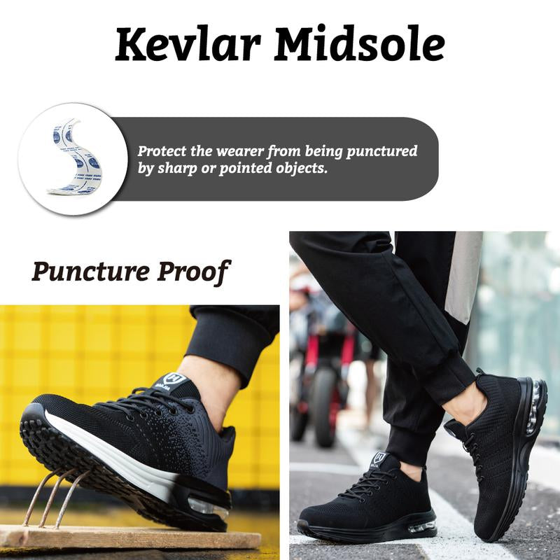 Steel Toe Shoes for Men Women Lightweight Comfortable Work Shoes Indestructible Slip Resistant Safety Shoes with Air Cushion Sneakers Casual Athletic Shoes Non-Slip Safety Sneakers Casual Athletic Shoes Boy Closed Footwear Worker