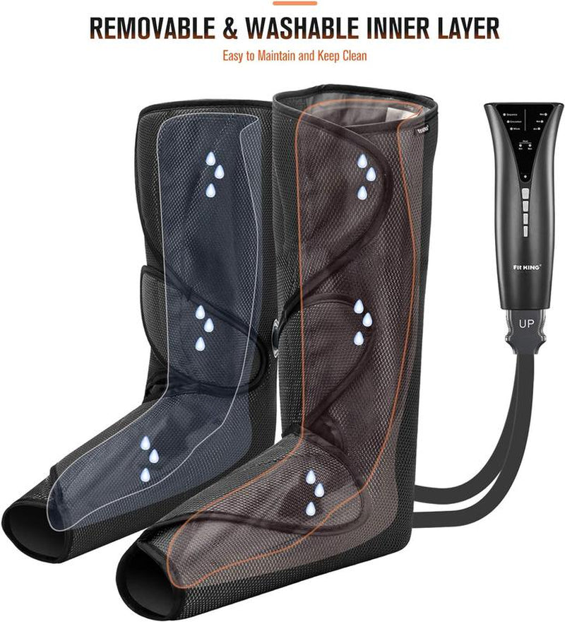 【FIT KING】 Leg and Foot Massager with Heat Air Compression Leg Massager Boots Adjustable Feetmassager for Fathers Day Gift
