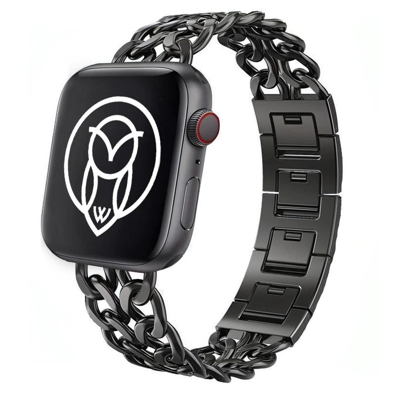 Chic Chain-Link Metal Band for Apple Watch | Lightweight Bracelet Strap in Gold, Rose Gold, Silver & Black | Snap-Clasp Fit with Adjustable Links