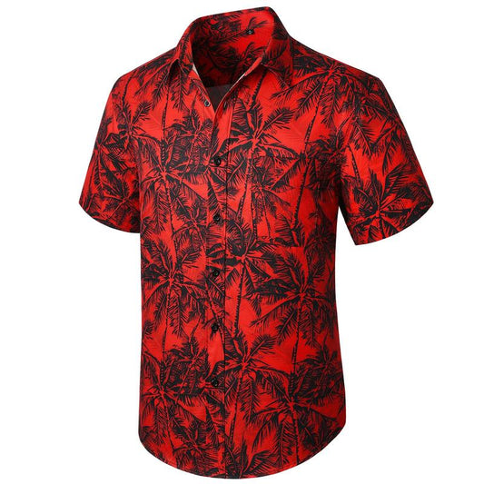 Hawaiian Shirt for Men Short Sleeve Button down Shirt Men Casual Summer Tropical Beach Aloha Shirts for Men Hawaii Party Top Menswear Red Shortsleeve Memeshirts