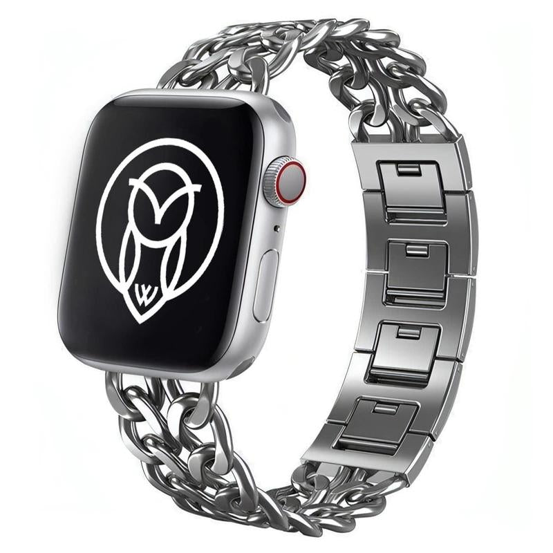 Chic Chain-Link Metal Band for Apple Watch | Lightweight Bracelet Strap in Gold, Rose Gold, Silver & Black | Snap-Clasp Fit with Adjustable Links