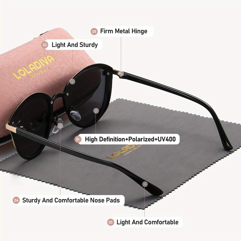 Fathers Day Gift Loladiva Unisex Fashion Cat-Eye Frame Polarized Sunglasses for Outdoor Activities Suitable for Fashionable Dressing and Driving UV400