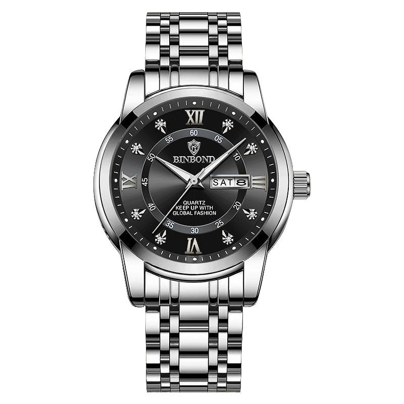 BINBOND Watch for Men Luxury Diamond Classic Business Dress Stainless Steel Mens Wrist Watches with Day Date Waterproof Luxury Watches Jamtangan Original Poedagar Watch 7169