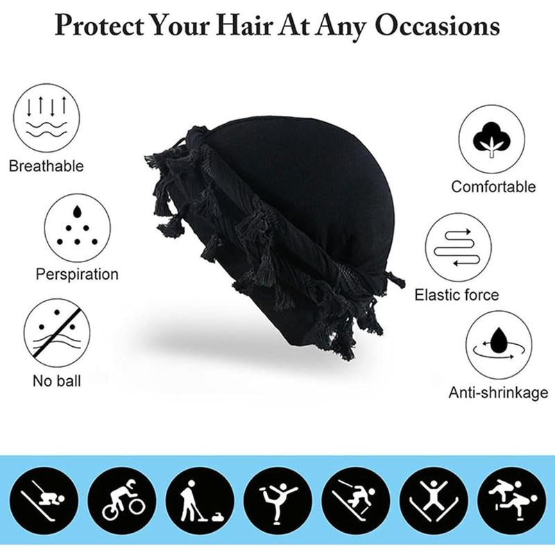 Stylish Vintage Twist Head Wrap for Women and Men Luxurious Satin-Lined Turban Cap with Halo Design Soft Headscarf Beanie Hat