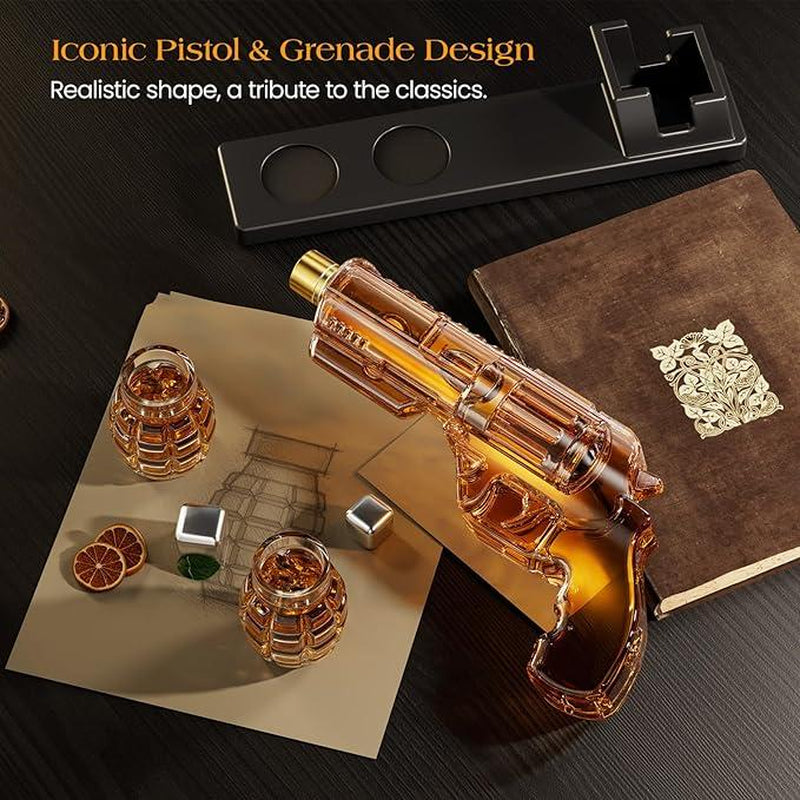 Father'S Day Kollea Whiskey Decanter Set with Grenade-Shaped Shot Glasses, Anniversary Birthday Gifts for Men Who Have Everything, Holiday Whiskey Gifts for Men, Father, Husband, Boyfriend & Military Enthusiasts