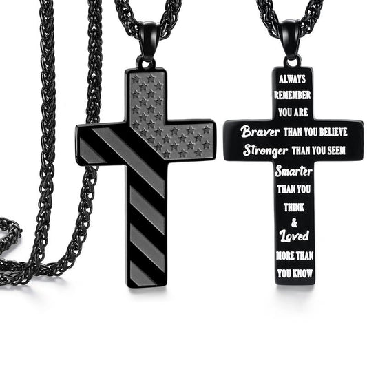 SAM & LORI Cross Necklace for Men Teens Boys Gifts Graduation Teenage Him 10 12 Year Old Ideas Confirmation Birthday Cool Boyfriend Chain Son Christmas Day Stocking Stuffers Valentines Easter