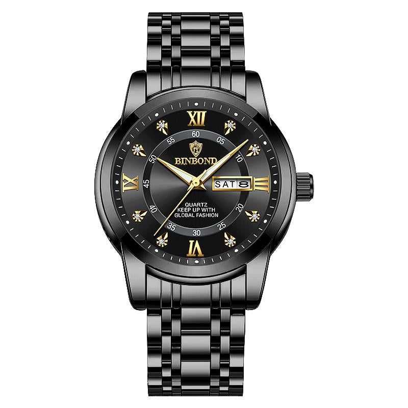 BINBOND Watch for Men Luxury Diamond Classic Business Dress Stainless Steel Mens Wrist Watches with Day Date Waterproof Luxury Watches Jamtangan Original Poedagar Watch 7169