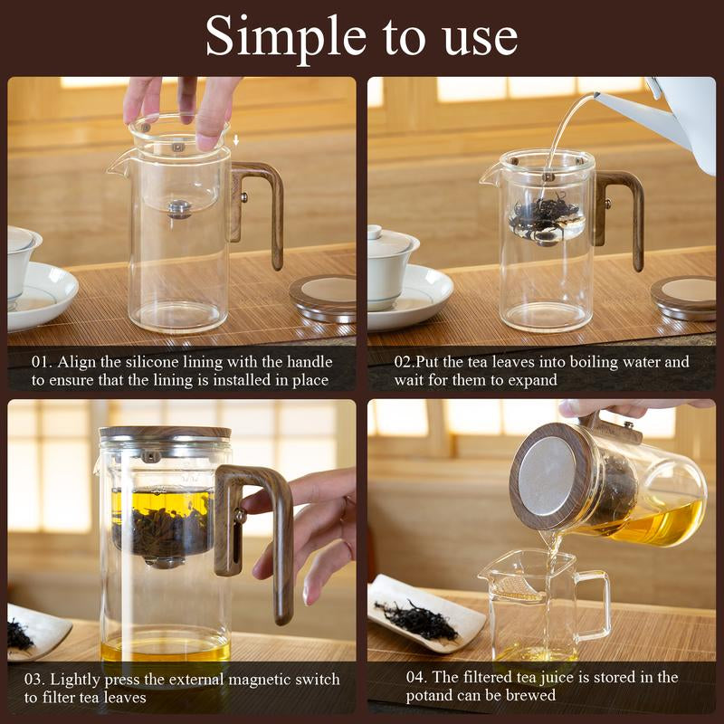 Fathers Day Dad Gifts - Gifts for Dad, Fathers Day Dads Gift from Daughter, Son, Wife - Enchantipot Magic Pot - Separator Pot with Magnet, Inner Biliary Magnet Cup, Enchanted Glass Teapot with Strainer