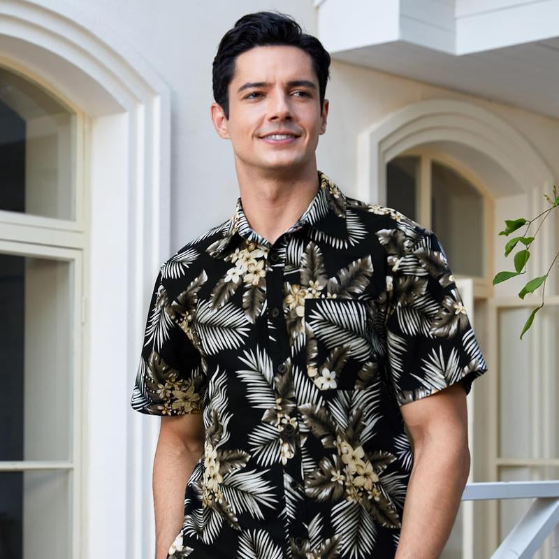 Hawaiian Shirt for Men Short Sleeve Button down Shirt Men Casual Summer Tropical Beach Aloha Shirts for Men Hawaii Party Top Menswear Red Shortsleeve Memeshirts