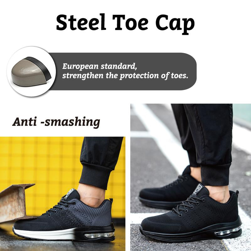Steel Toe Shoes for Men Women Lightweight Comfortable Work Shoes Indestructible Slip Resistant Safety Shoes with Air Cushion Sneakers Casual Athletic Shoes Non-Slip Safety Sneakers Casual Athletic Shoes Boy Closed Footwear Worker