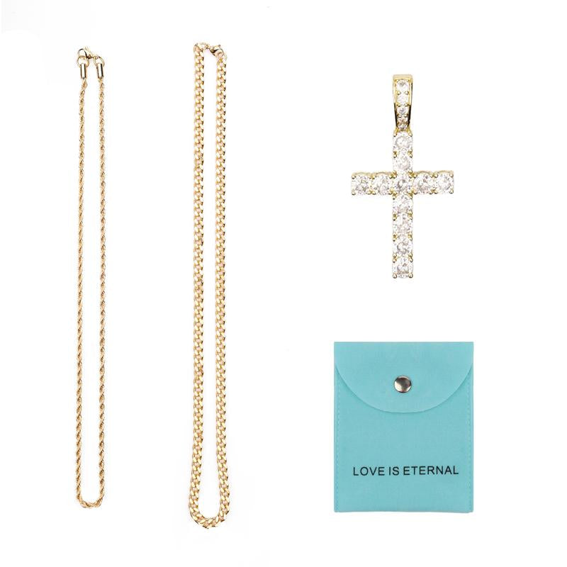 14K Gold Plated Cubic Zirconia Cross Necklace for Women and Men Cross Faith Pendant Necklaces Fashion Jewelry Gift High Quality, Black Friday Gift & Christmas Gift Faith Necklace