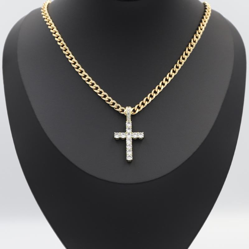 14K Gold Plated Cubic Zirconia Cross Necklace for Women and Men Cross Faith Pendant Necklaces Fashion Jewelry Gift High Quality, Black Friday Gift & Christmas Gift Faith Necklace