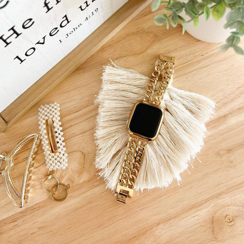 Chic Chain-Link Metal Band for Apple Watch | Lightweight Bracelet Strap in Gold, Rose Gold, Silver & Black | Snap-Clasp Fit with Adjustable Links