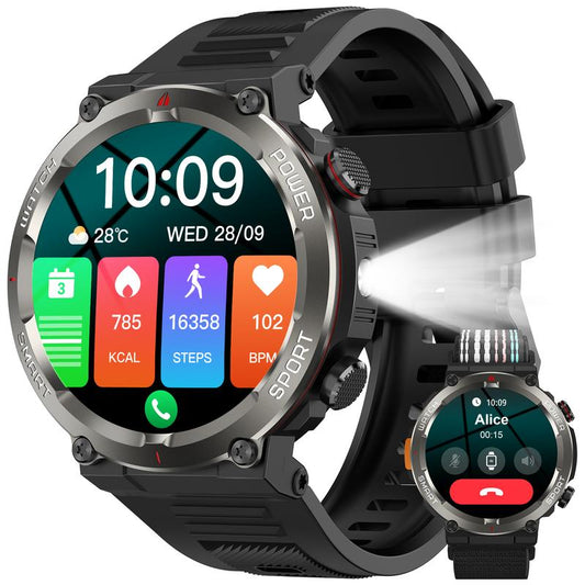 2025 Fashion Touch Screen Smart Watch, 100-Day Battery, LED Flashlight, Compass, IP68 Waterproof, Call Function, 100+ Sports Modes DIY Watch Dials Messages Reminder, Fitness Smart Watches for Iphone/Andriod