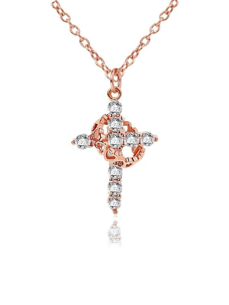 Rhinestone Crown & Cross Pendant Necklace for Women, Cross Necklace for Men Jewelry for Party, Daily Clothing Decor, Trendy All-Match & Exquisite Jewelry for Birthday Gift, Fall Outfits, Fall Freshness, Statement Necklace, Best Mother'S Day Gifts