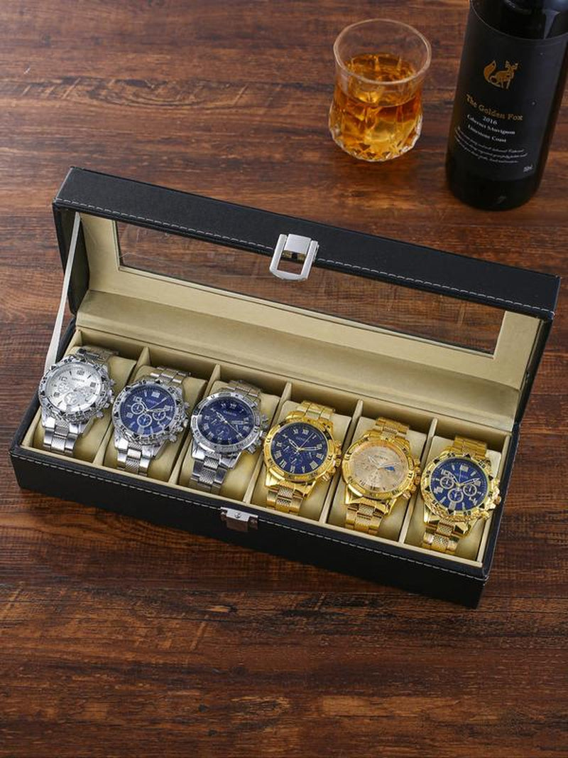Men'S Business round Dial Analog Quartz Watch Set, Men'S Watch Set with Box, Fashionable Watches for Men Luxury Watches Wristwatch Set for Men as Gifts, Watches for Men