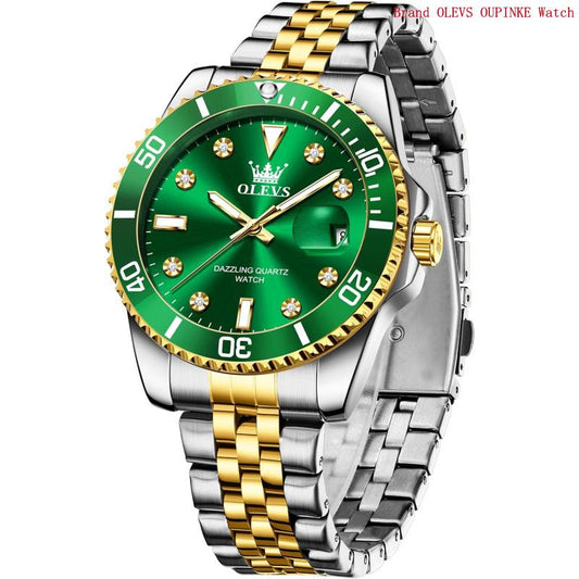 Brand OLEVS Men'S Stainless Steel Watches, Big Face Easy Read Analog Quartz Men Dress Watch with Calendar Date, Fashion Casual Waterproof Luminous Wrist Watches for Men