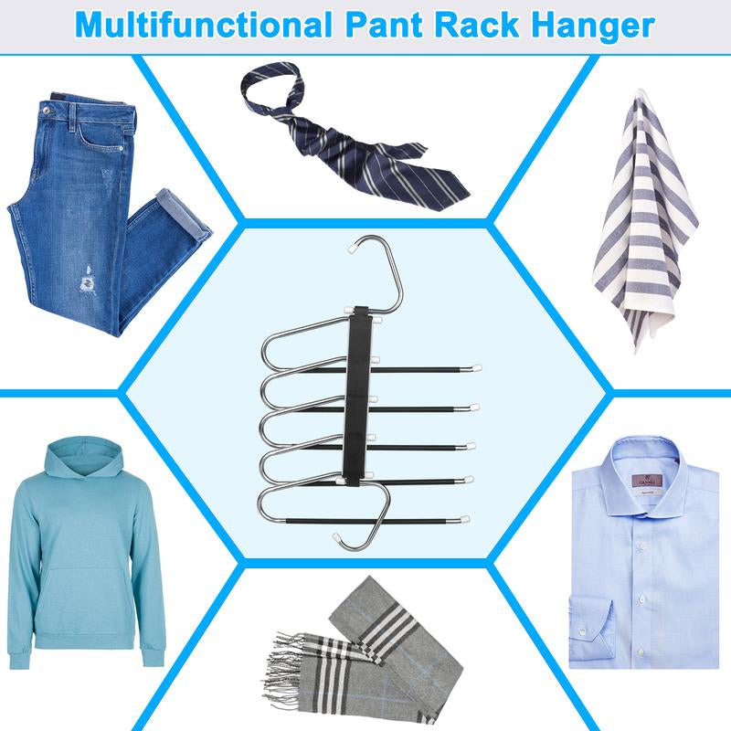 2 Pack Pants Hangers Space Saving Clothes Hanging 5 Layers, Non Slip Clothes Hangers for Closet Organizers and Storage Home Organization