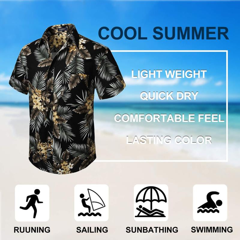 Hawaiian Shirt for Men Short Sleeve Button down Shirt Men Casual Summer Tropical Beach Aloha Shirts for Men Hawaii Party Top Menswear Red Shortsleeve Memeshirts